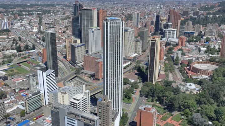 View of city with tall buildings