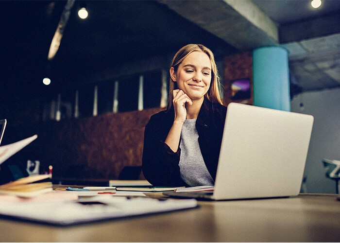 Female working on her laptop