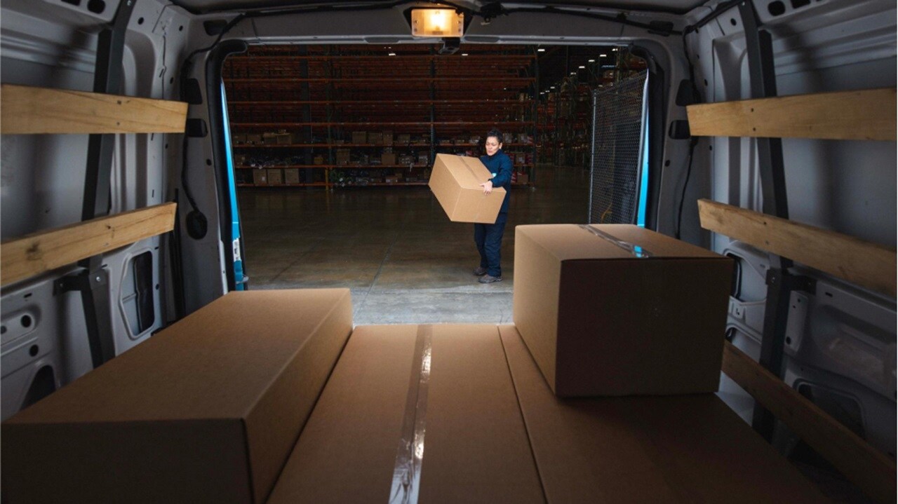 Boxes in the back of a van