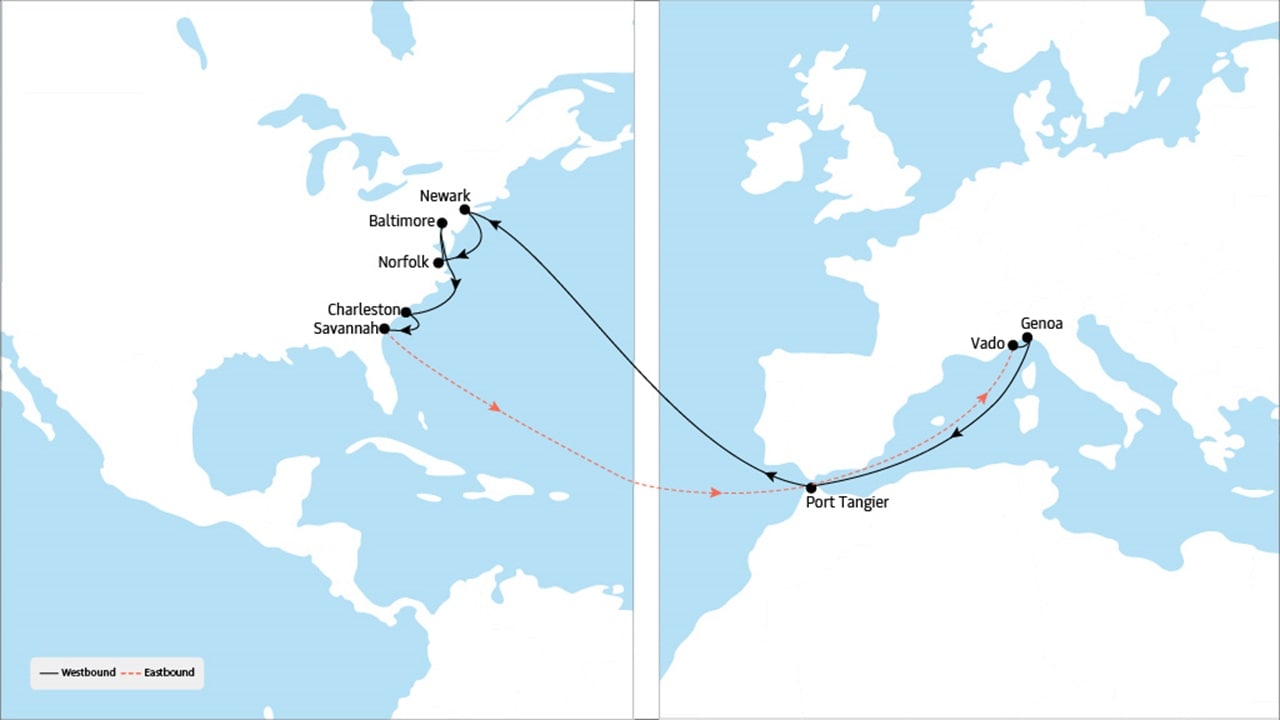 Medusa - Europe to North America service map