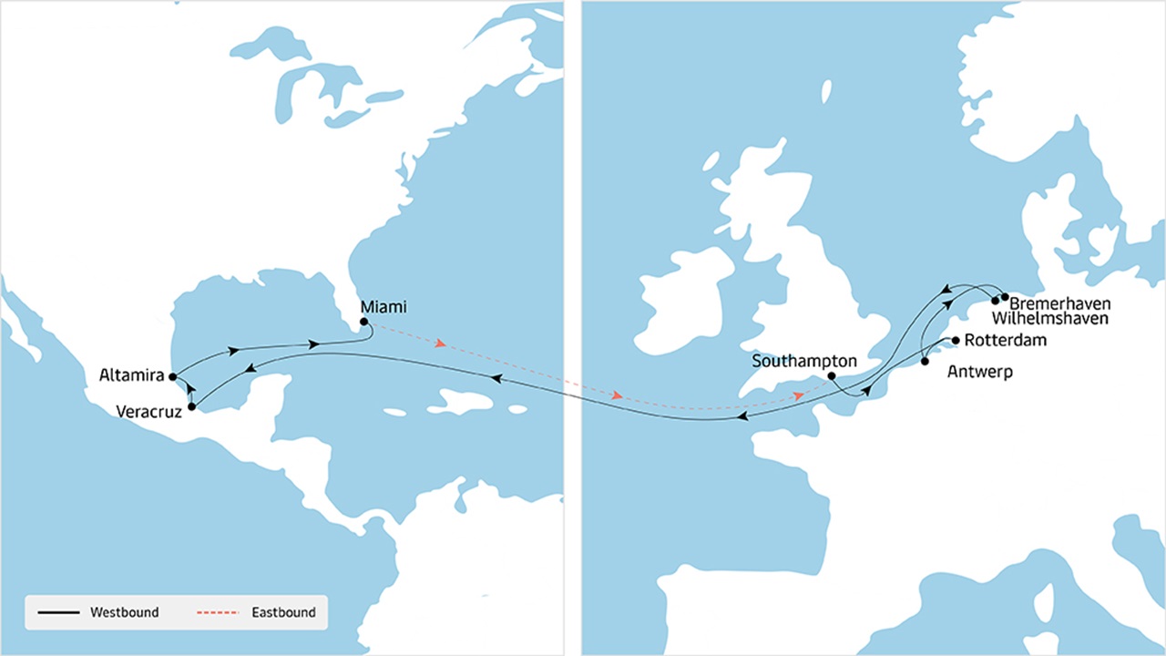 TA4 - Europe to North America service map