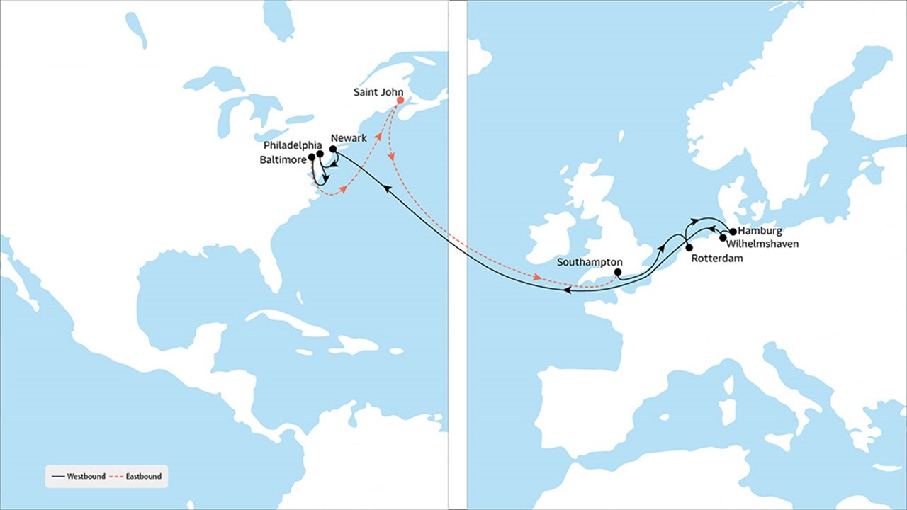 TA3 - Europe to North America service map