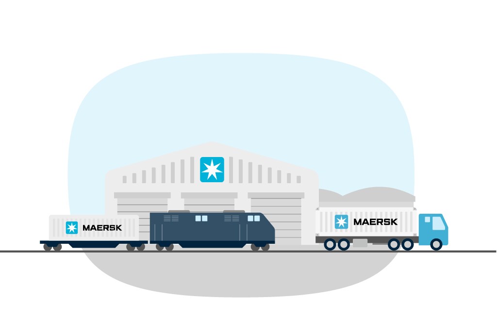 Illustration of Maersk truck and rail