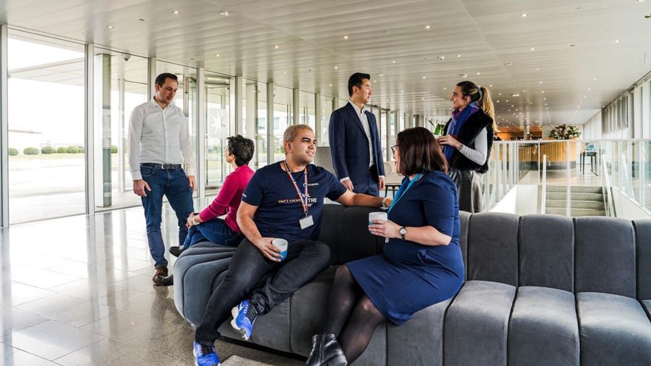 People at office lounge