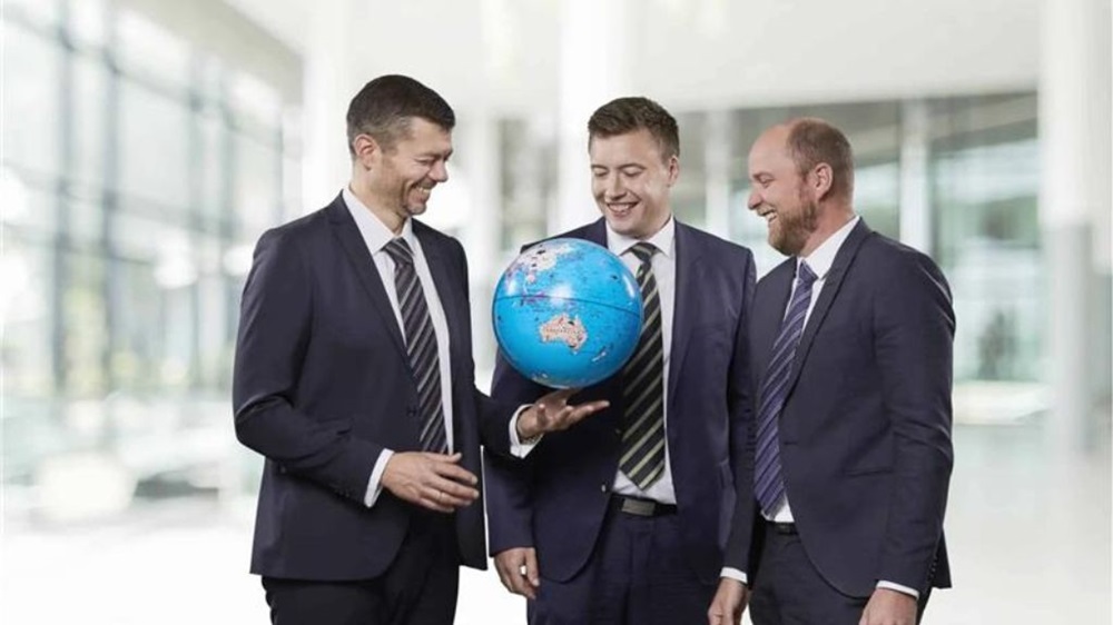 Blue world technology founders with its logo