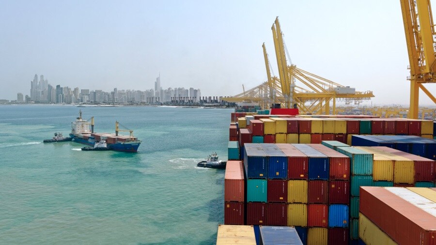 Maersk containers on a vessel