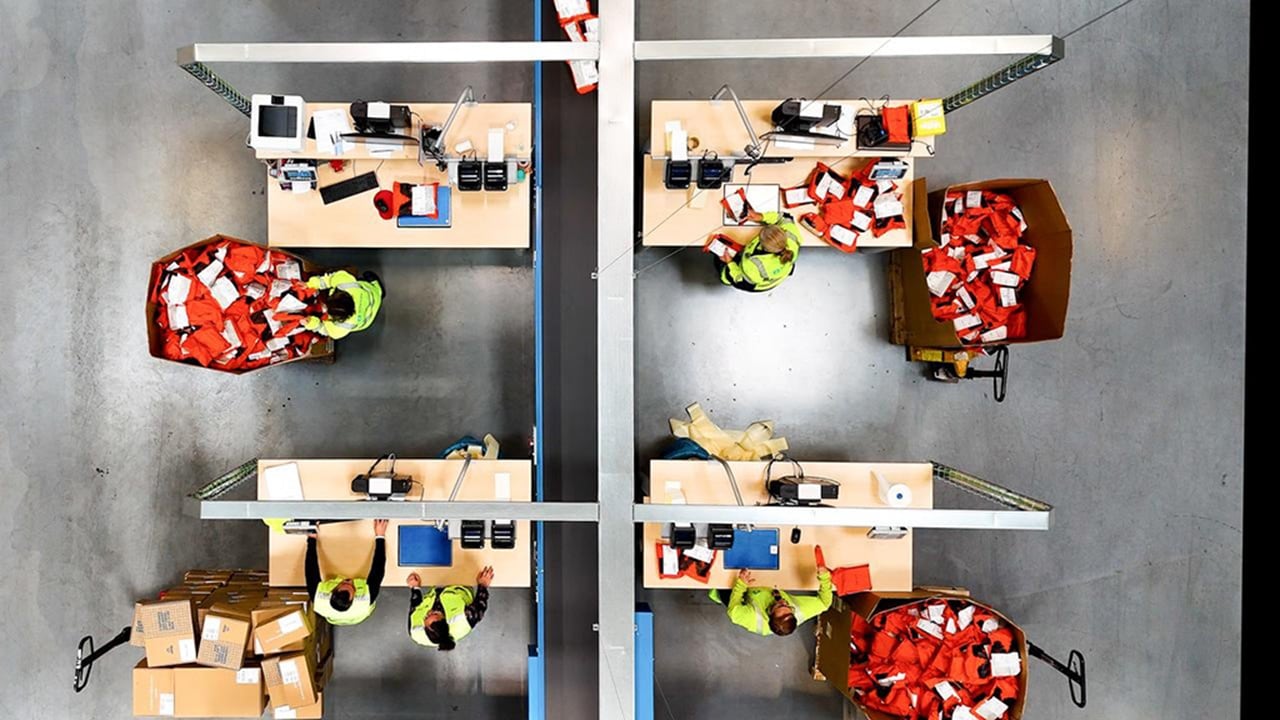 Employees managing logistics operations