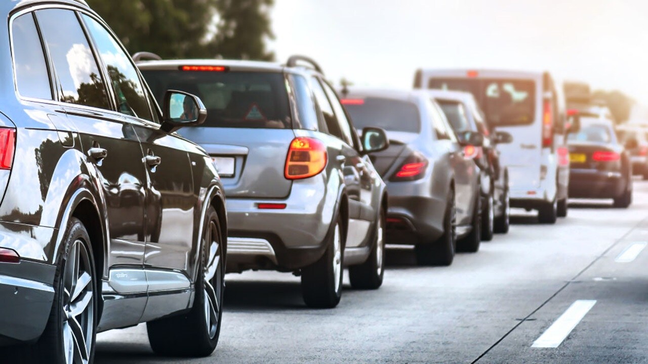 Cars queuing in the street