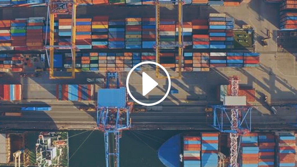 An aerial view of containers at a terminal