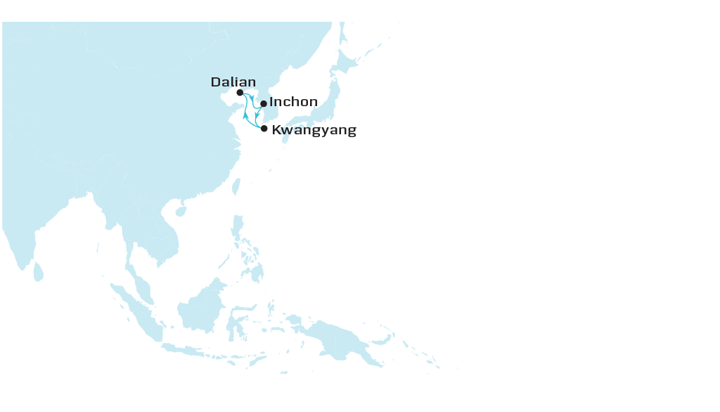 Intra Asia 1 (IA1) - Roundtrip map