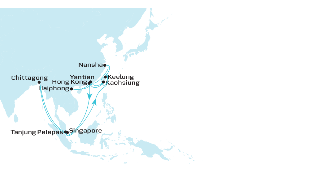 Intra Asia 7 (IA7) - Roundtrip map
