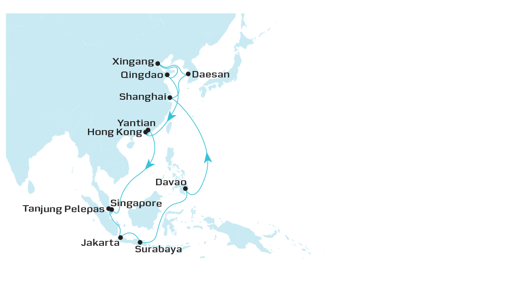 Intra Asia 8 (IA8) - Roundtrip map