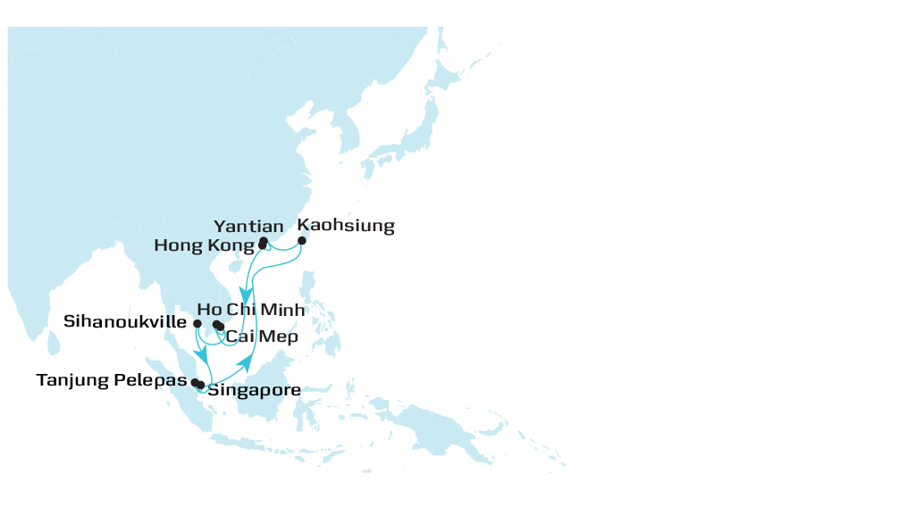 Intra Asia 9 (IA9) - Roundtrip map