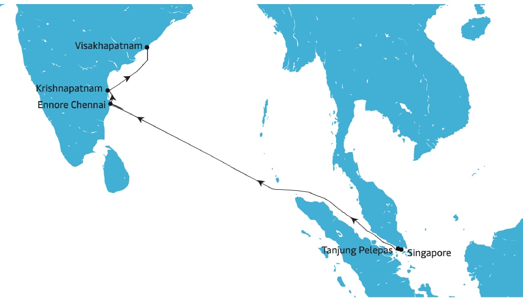 Chennai Express Westbound map