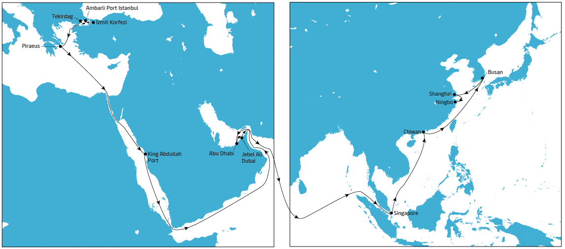 AE15 Eastbound map