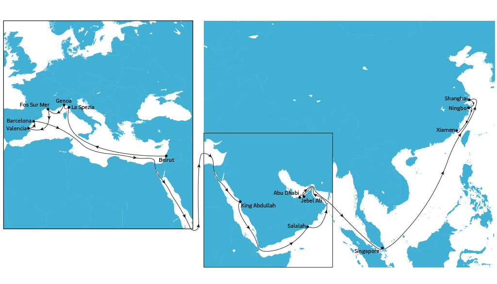 AE20 Eastbound map