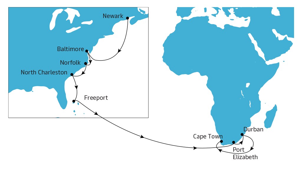 AMEX-Southbound map