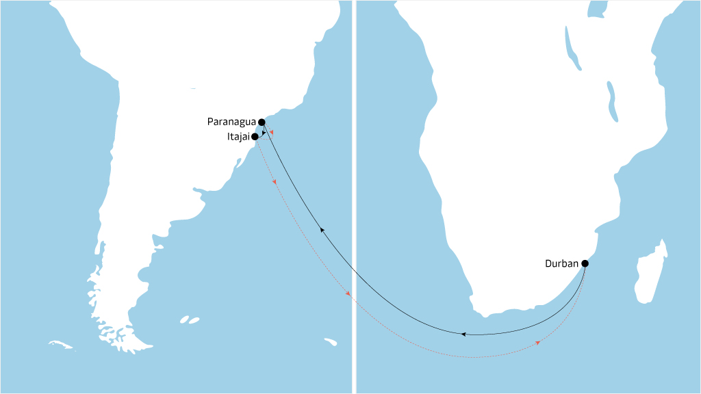 River Plate - Middle East - Westbound Map