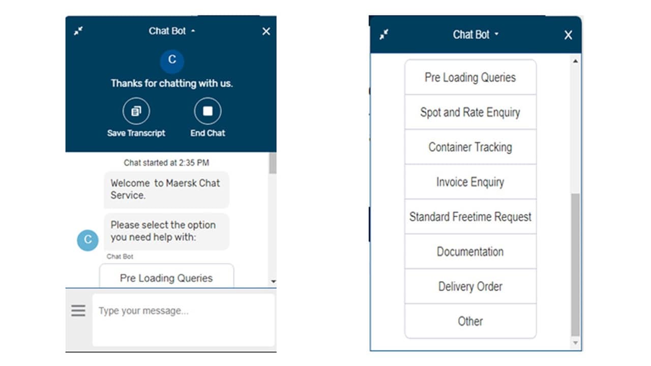 Enhanced Chat Experience on our Maersk website