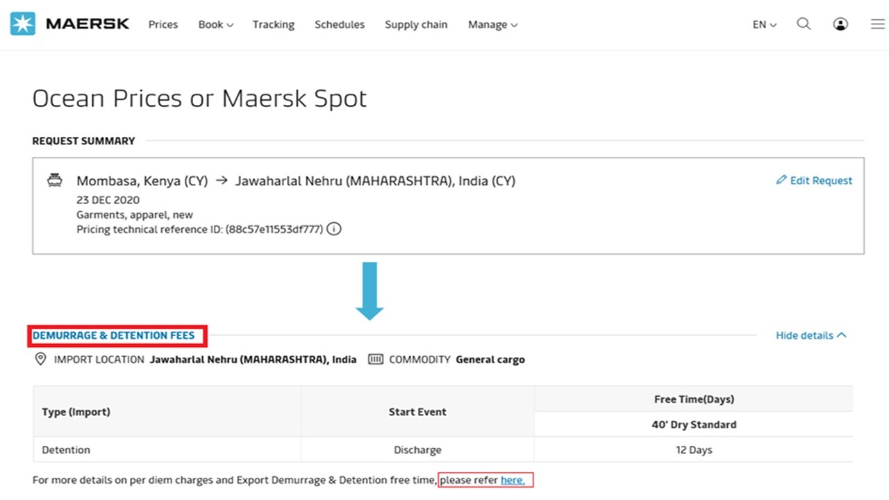 Maersk spot - visibility of dnd conditions