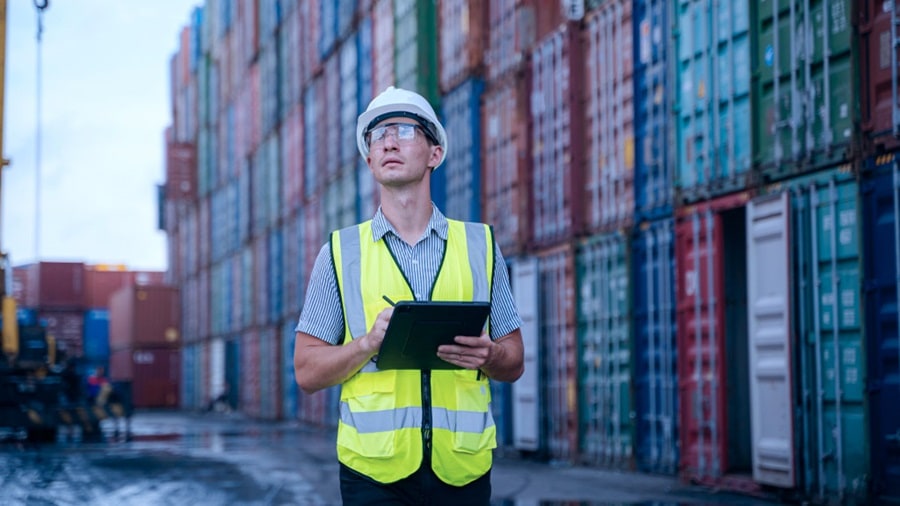 Male with a protective gear at depot