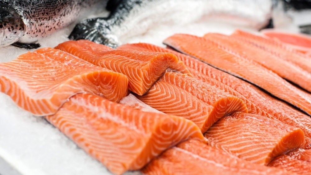 Fresh salmon fillets.
