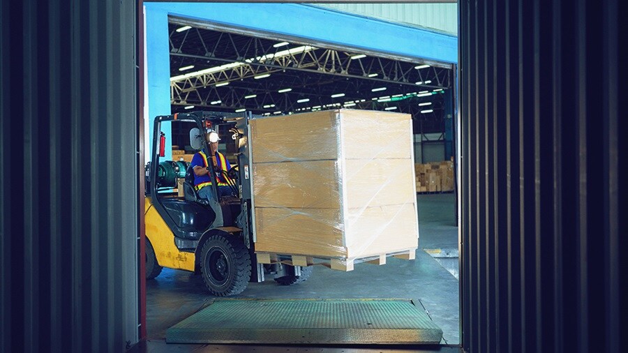 Cargo car in warehouse