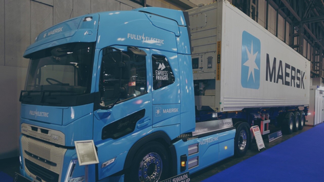 Blue truck with Maersk logo