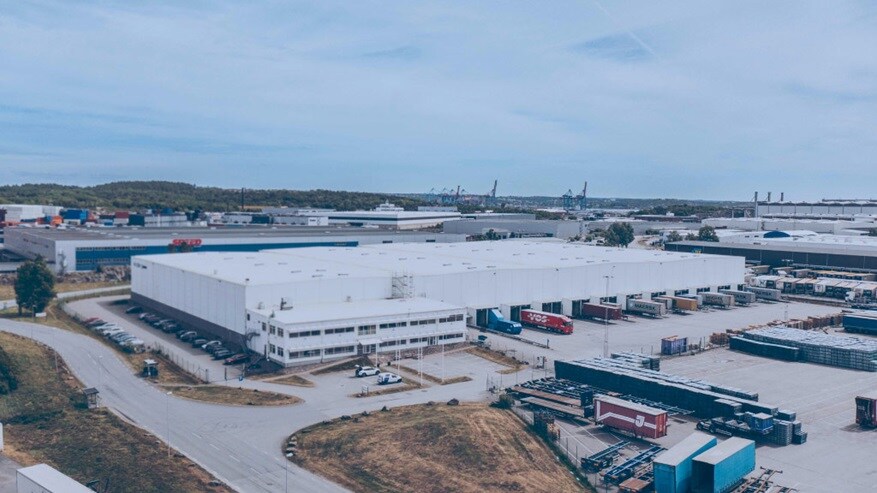 Birds eye shot of Gothenburg warehouse