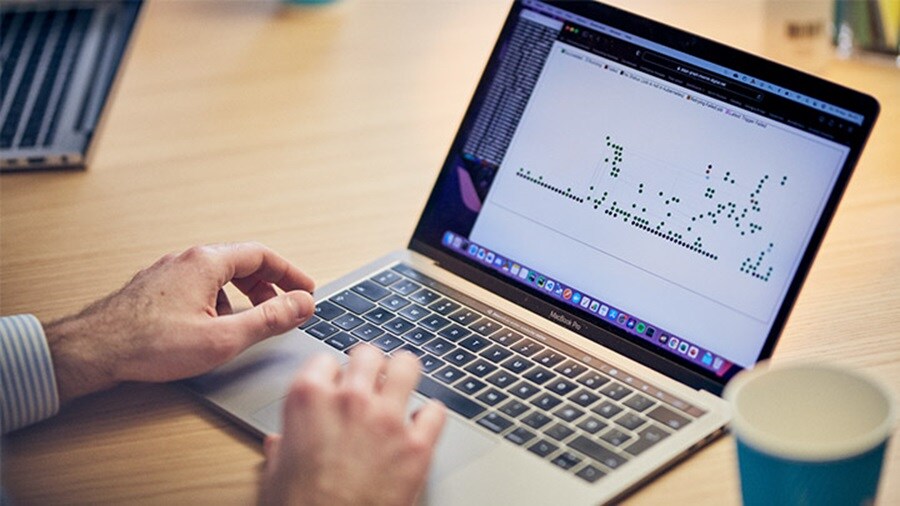 A person working on a laptop