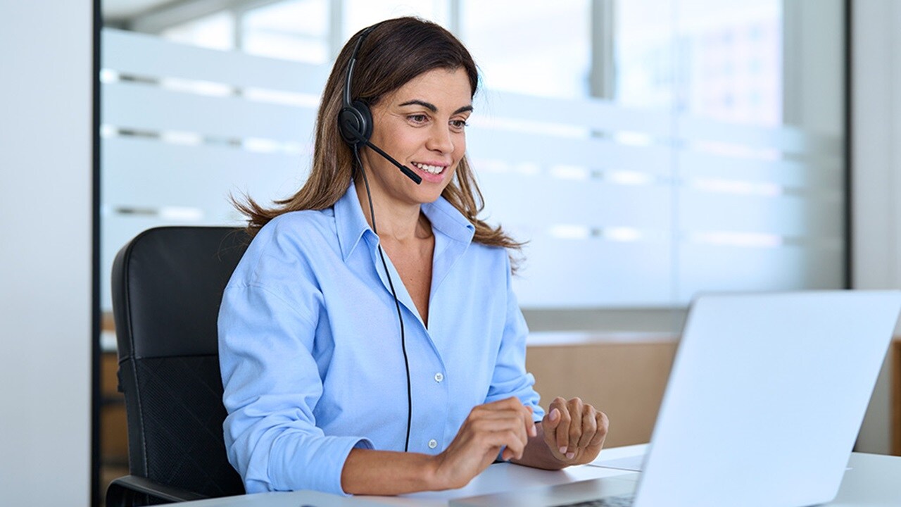 Customer support agent on a video call