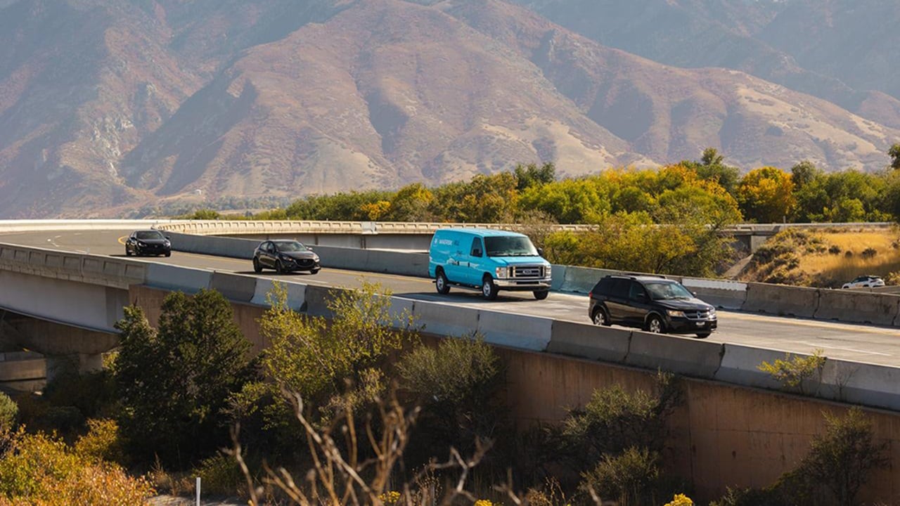 Truck and delivery van driving in Salt Lake City