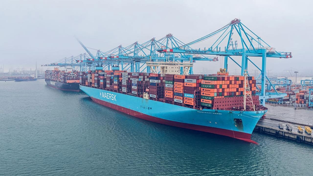 Container ship at port