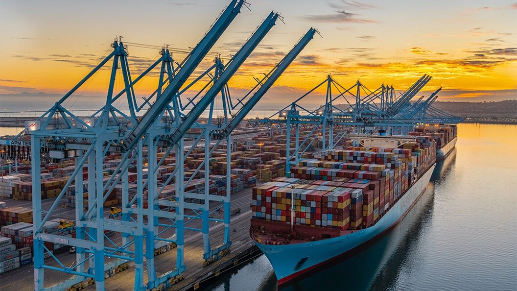 Maersk Eugen Vessel at APM terminals in Log Angeles, USA