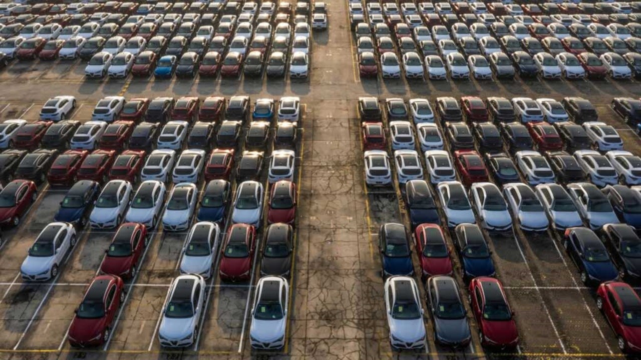 Head shot of cars parked