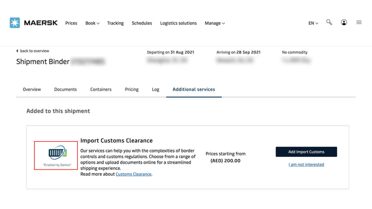 Website Enhancement Maersk Customs Services Booking Maersk